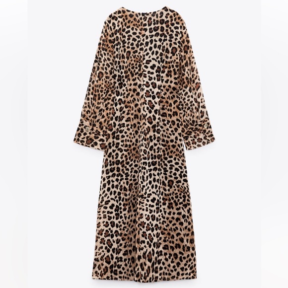 NWT ZARA LEOPARD ANIMAL PRINT MIDI DRESS SIZE XS NWT - Picture 3 of 5